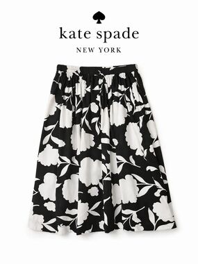 NWT Kate Spade New York Target Floral Midi Skirt Black White Medium